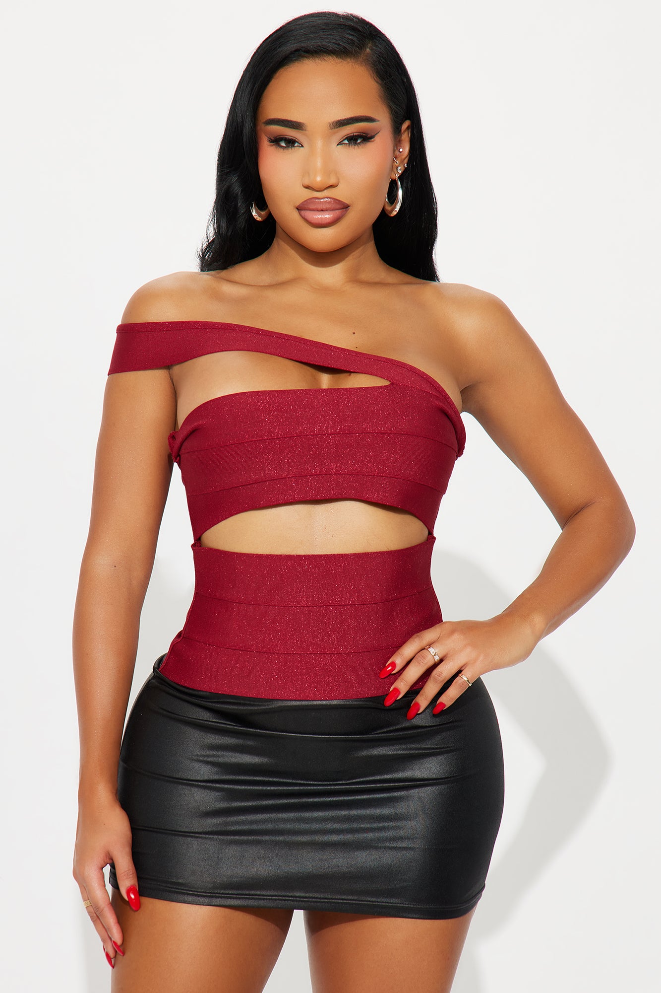 Mari Cut Out Bandage Top - Red