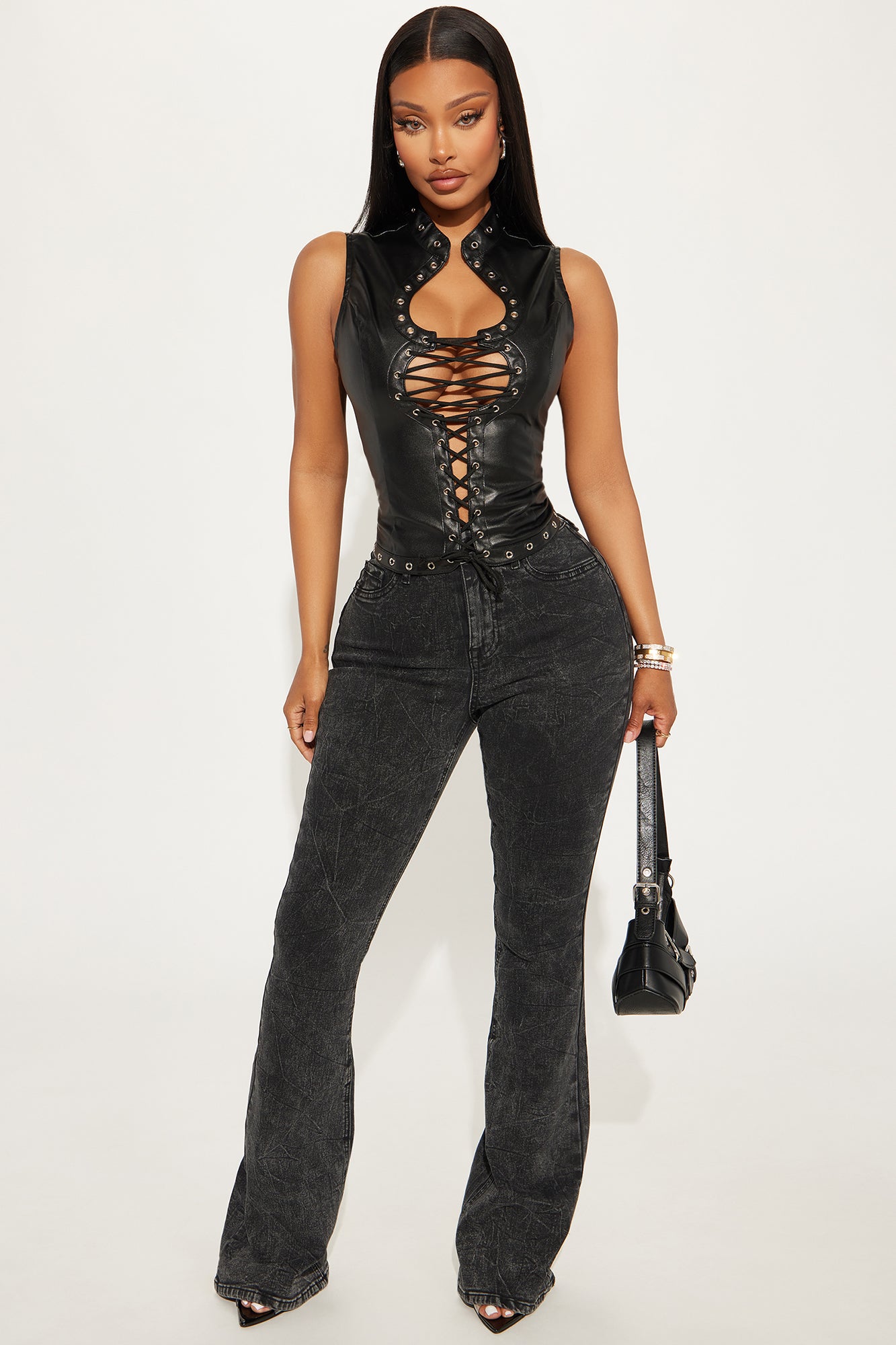 That Girl Faux Leather Top - Black