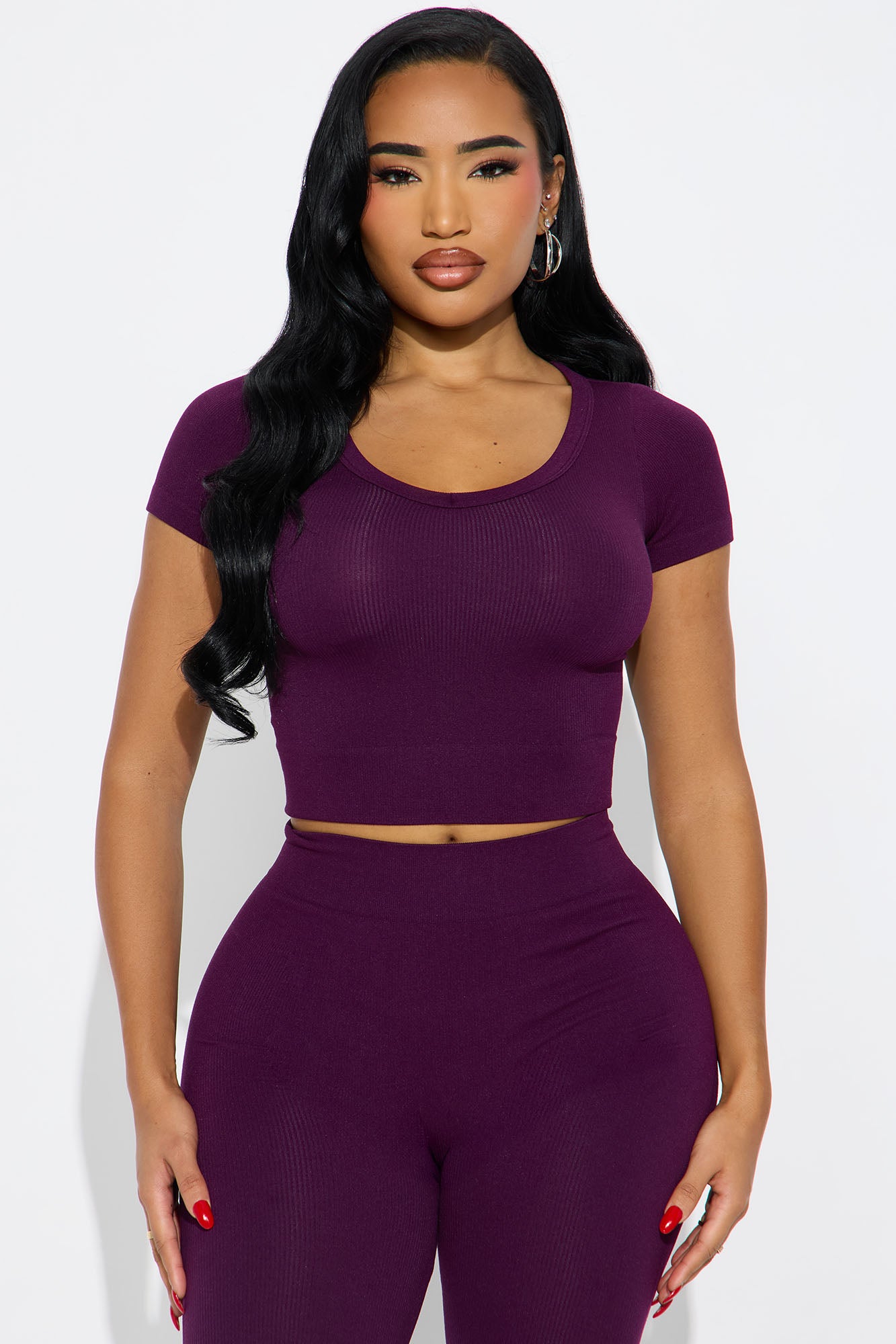 Alisa Seamless Legging Set - Eggplant