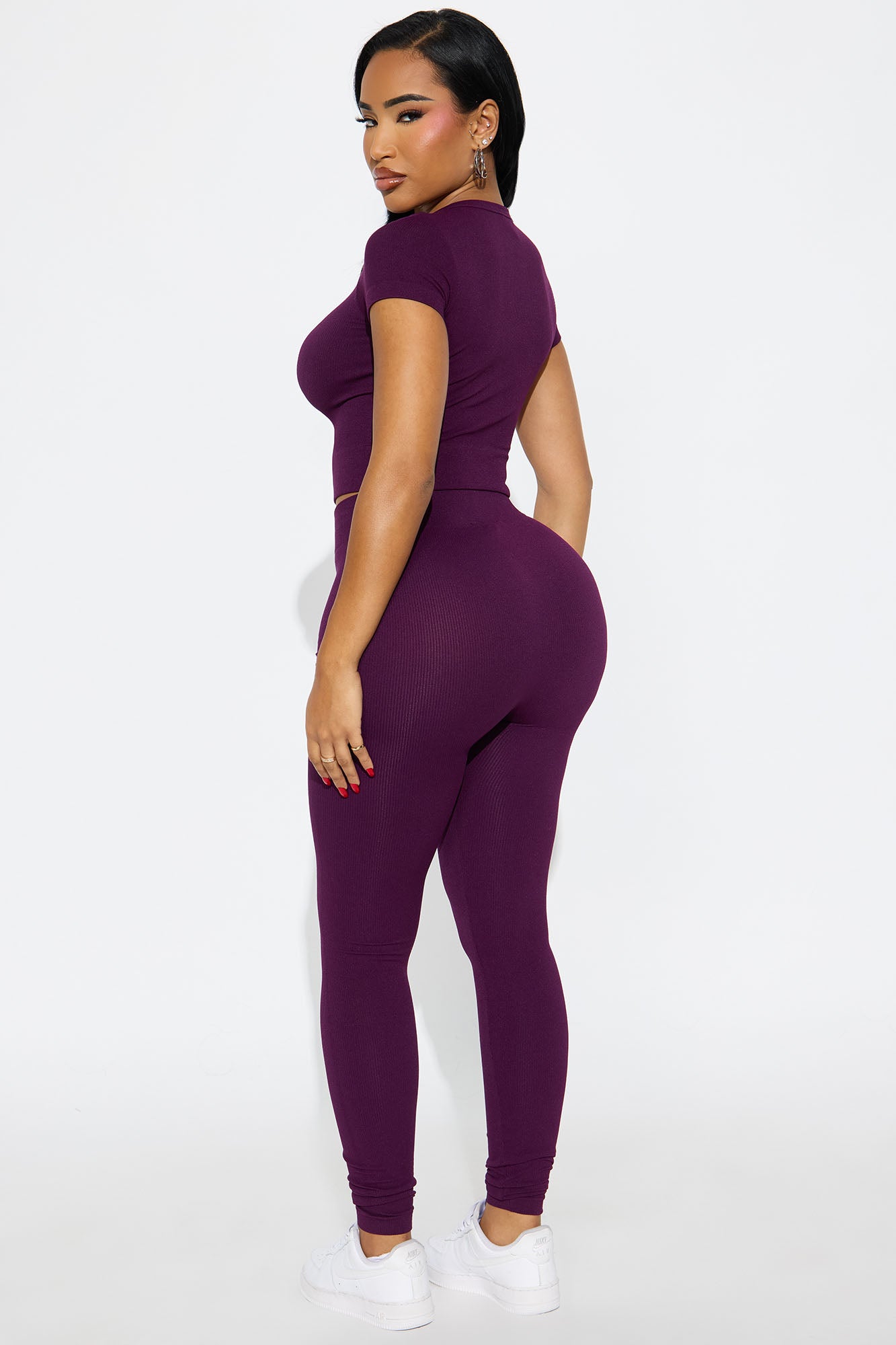 Alisa Seamless Legging Set - Eggplant