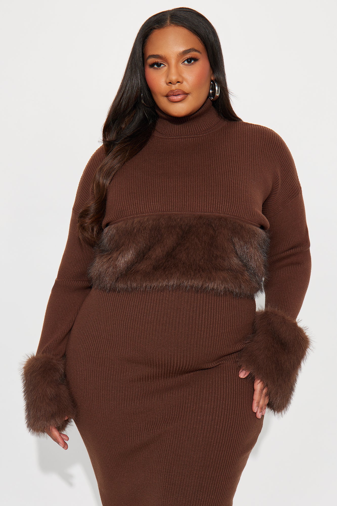 On The Town Maxi Dress Set - Brown