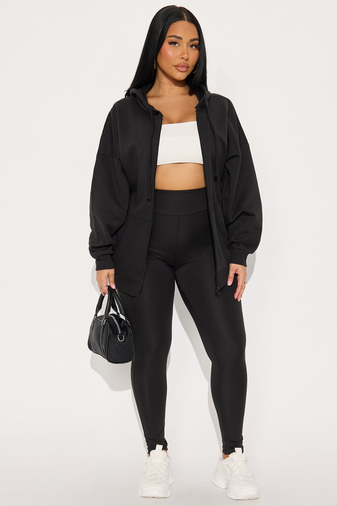 Beckham Zip Up Fleece Pant Set - Black