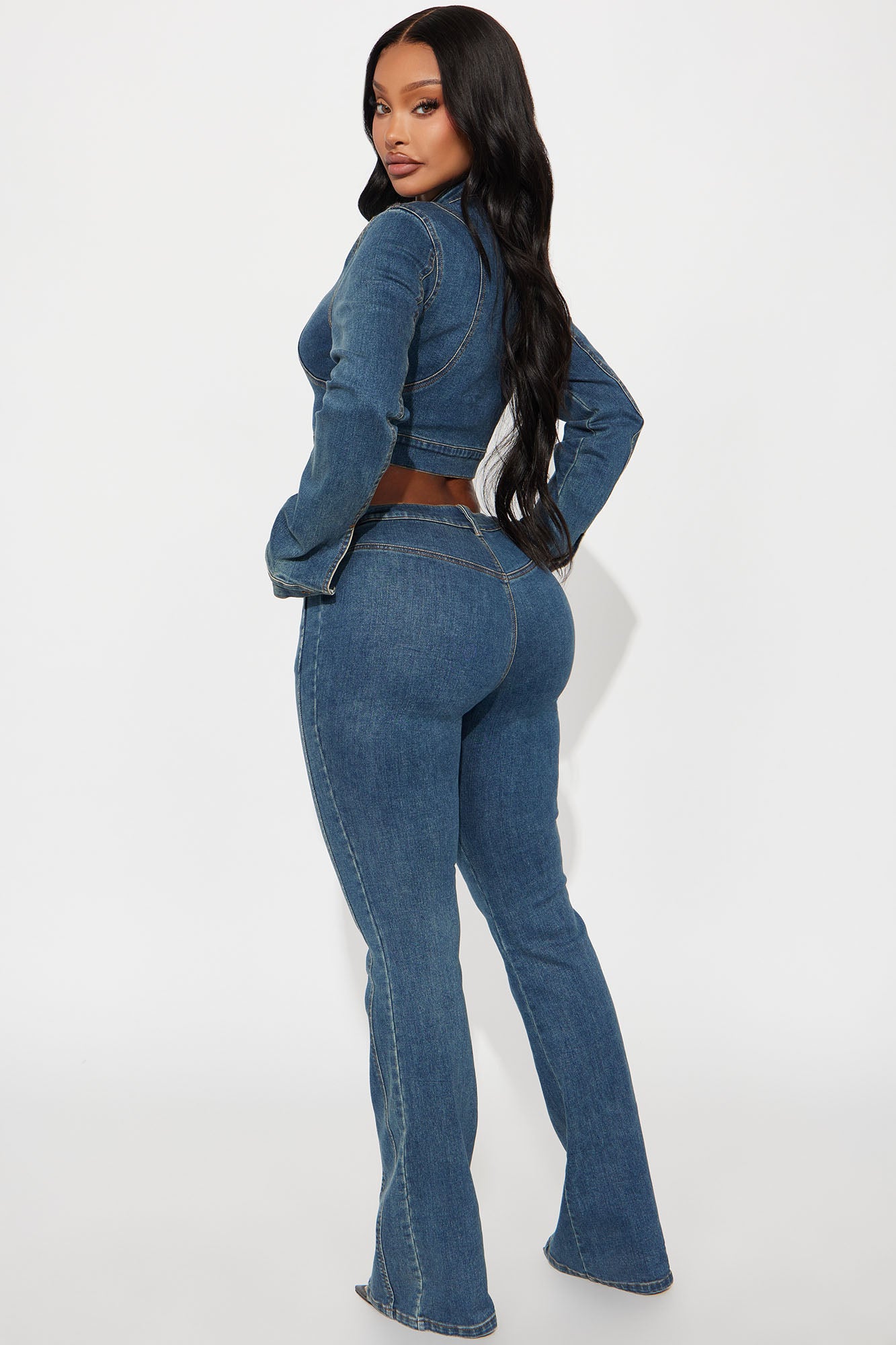 Downtown Days Denim Pant Set - Medium Wash