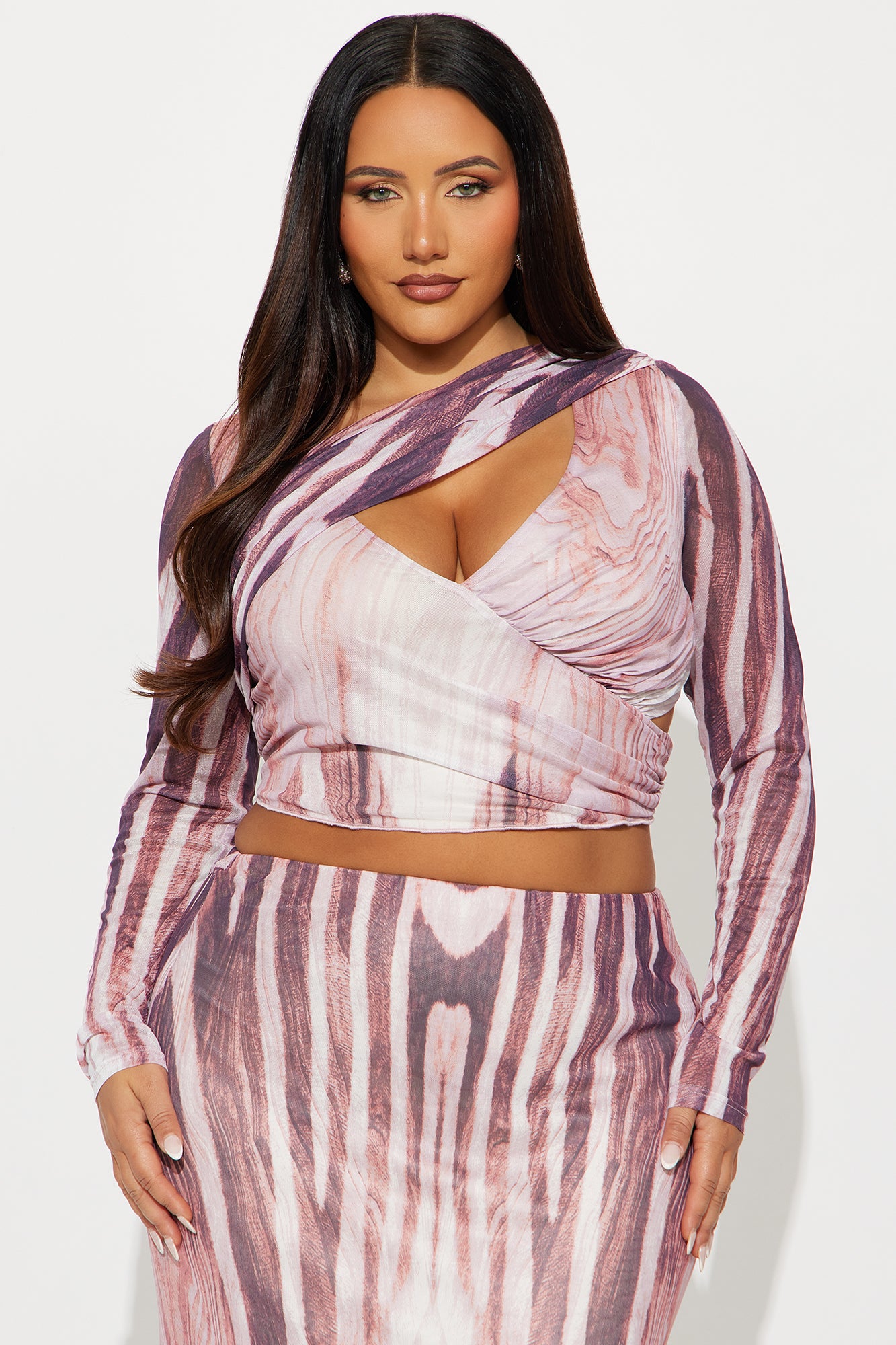 Mina Mesh Maxi Skirt Set - Neon Pink/combo
