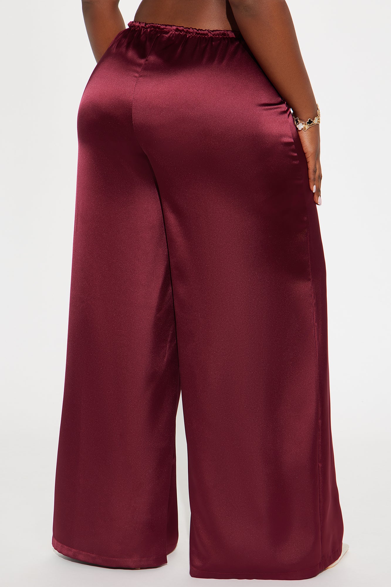 Augustine Satin Wide Leg Pant 32″ - Burgundy