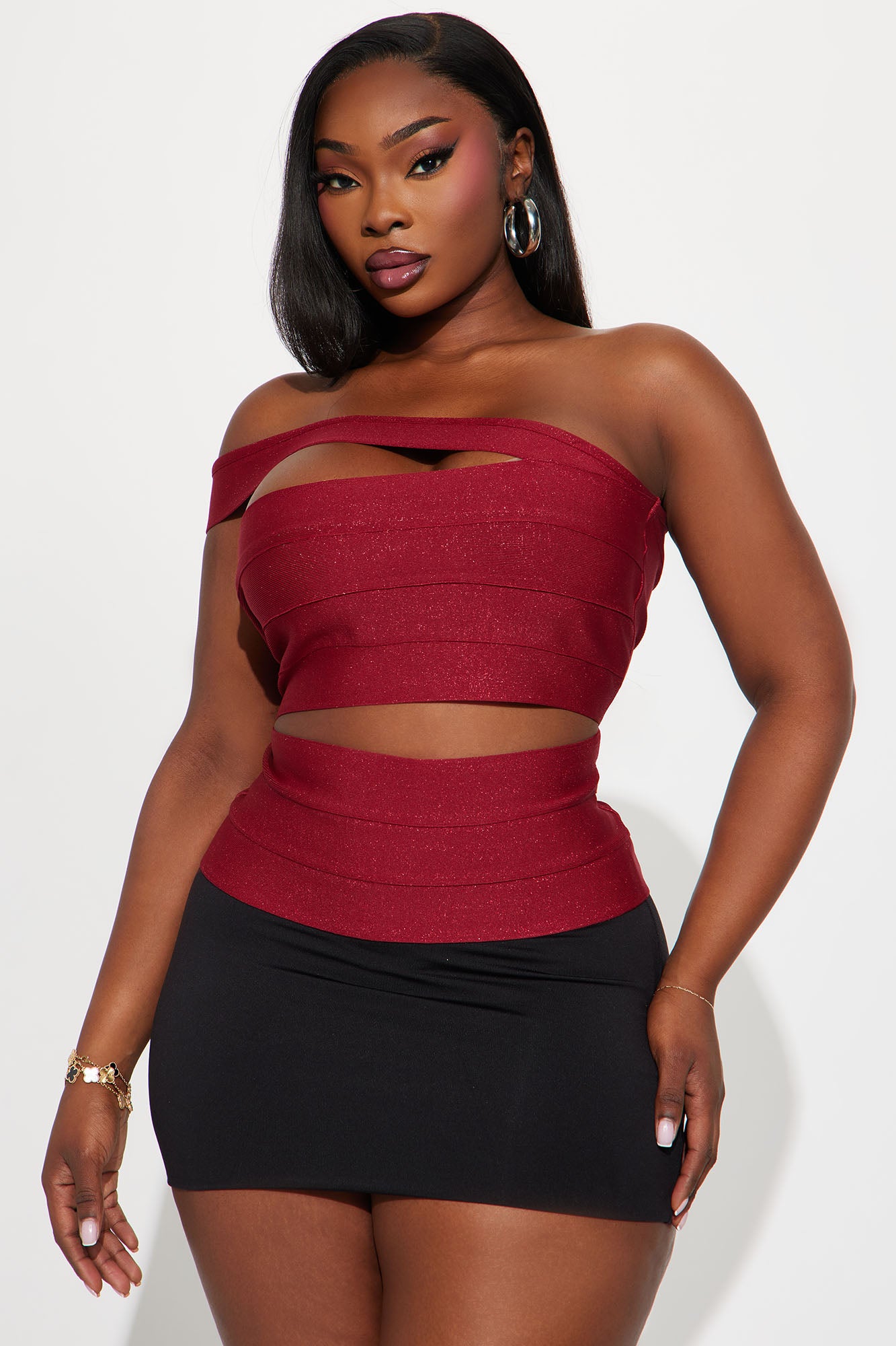 Mari Cut Out Bandage Top - Red