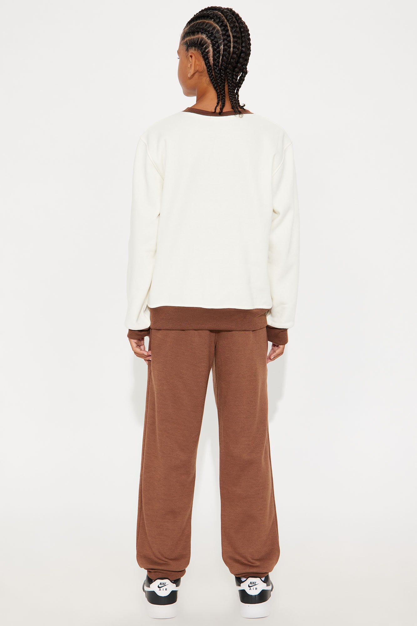 Mini Rags To Riches Crew Neck Sweatshirt And Jogger Pant Set - Brown/combo