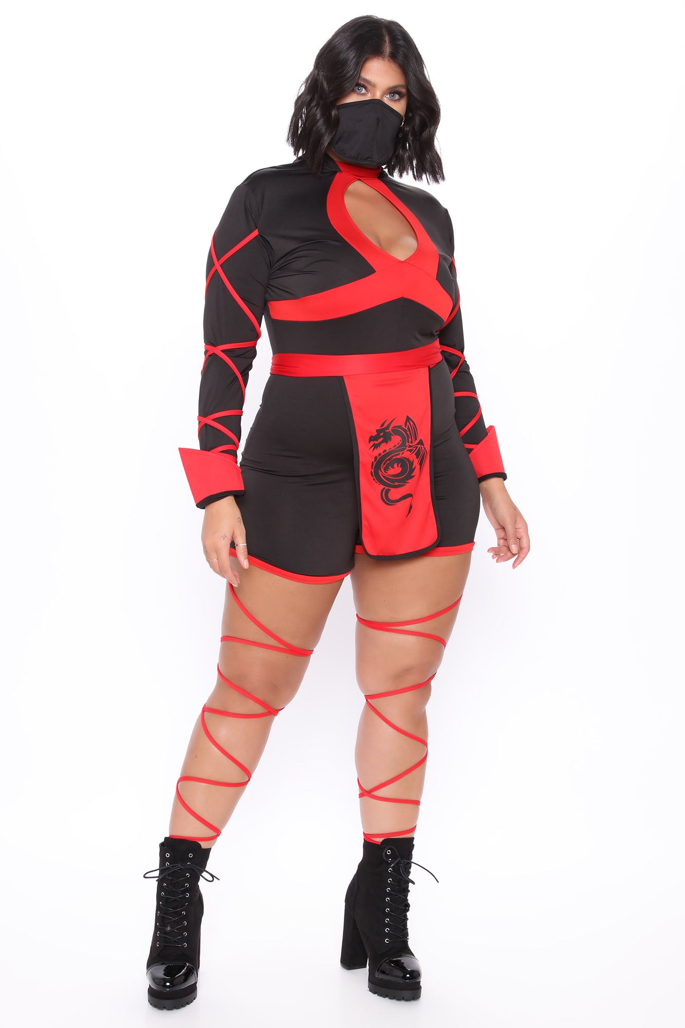Dragon Ninja 3 Piece Costume Set - Black/Red