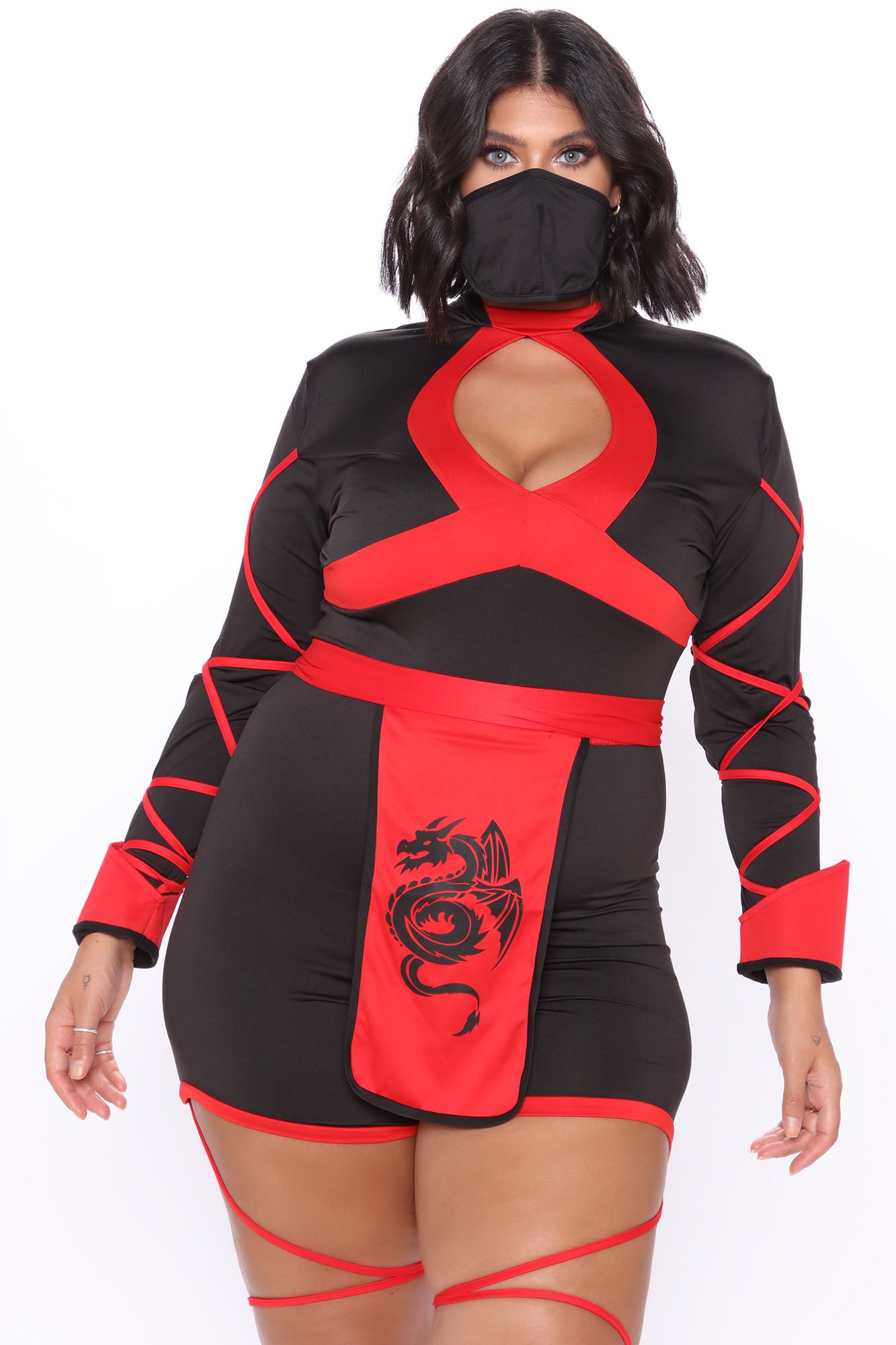 Dragon Ninja 3 Piece Costume Set - Black/Red