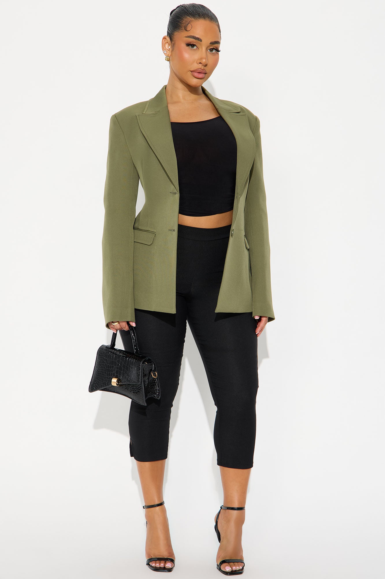 Kendall Hourglass Fitted Blazer - Olive