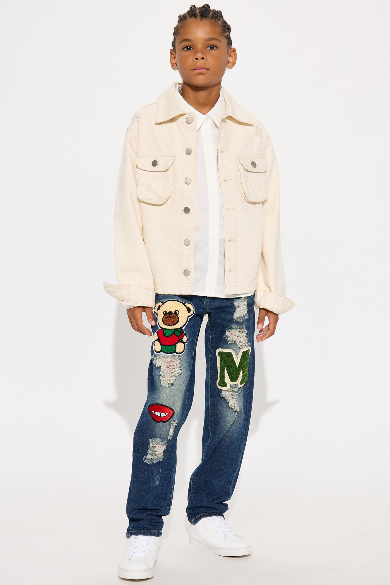 Mini Booked And Busy Distressed Jeans - Medium Wash
