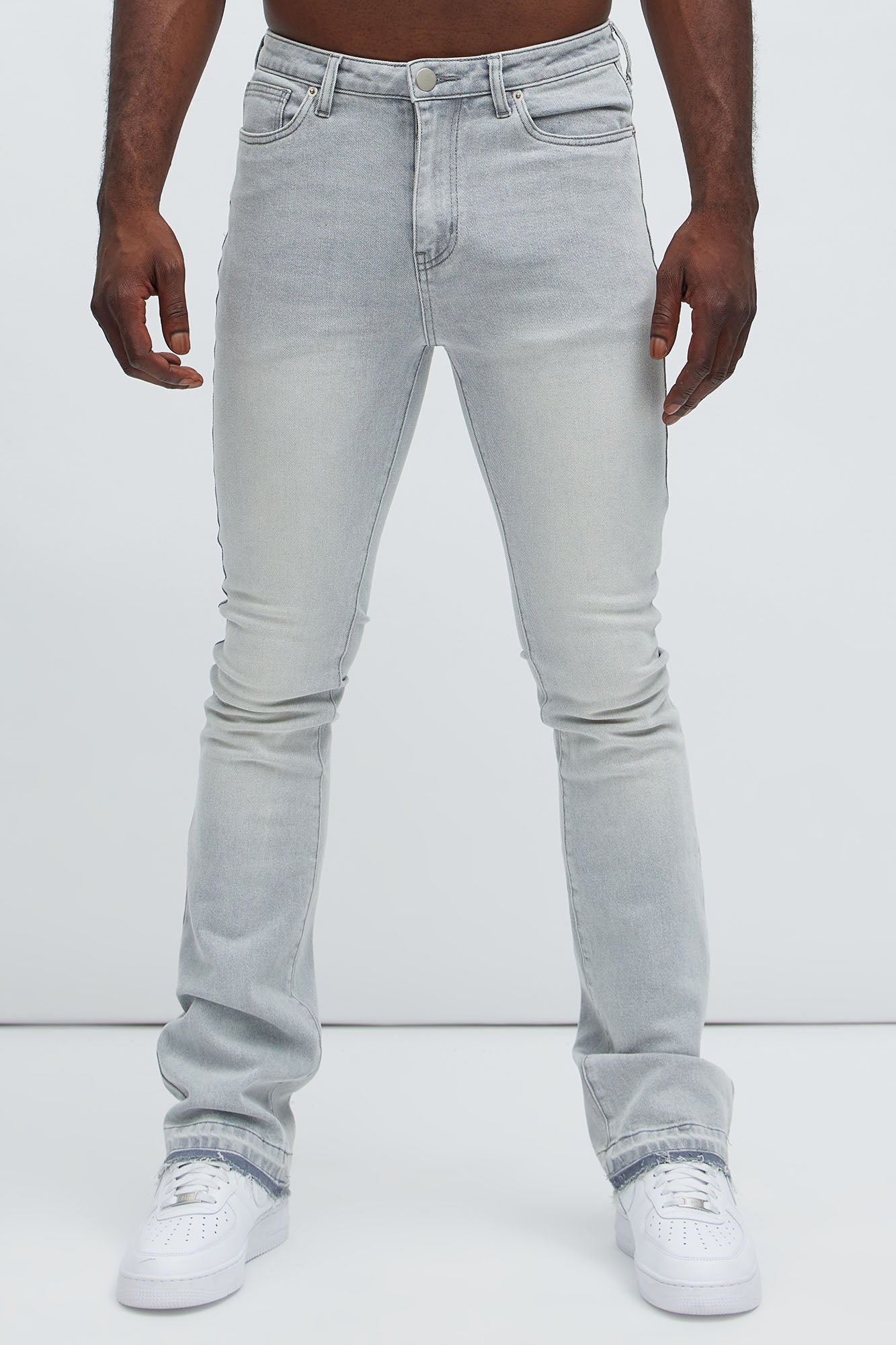 Cornell Stacked Skinny Flare Jeans - Slate Grey