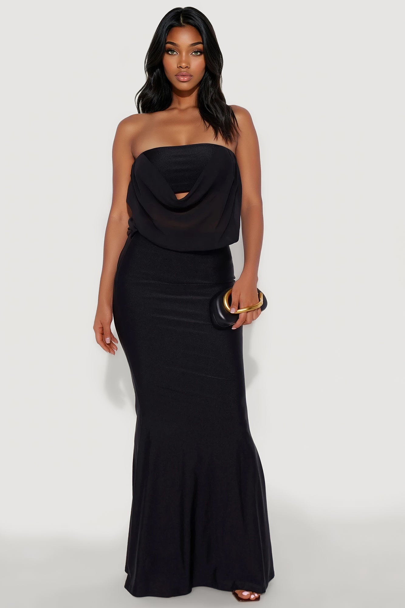 Blunt Moment Strapless Gown - Black