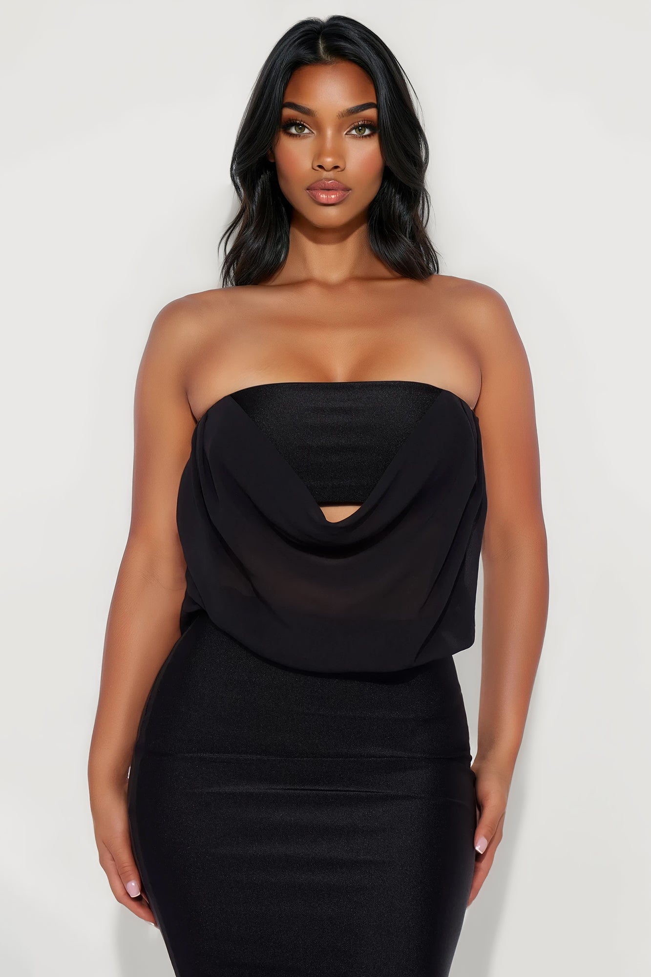 Blunt Moment Strapless Gown - Black