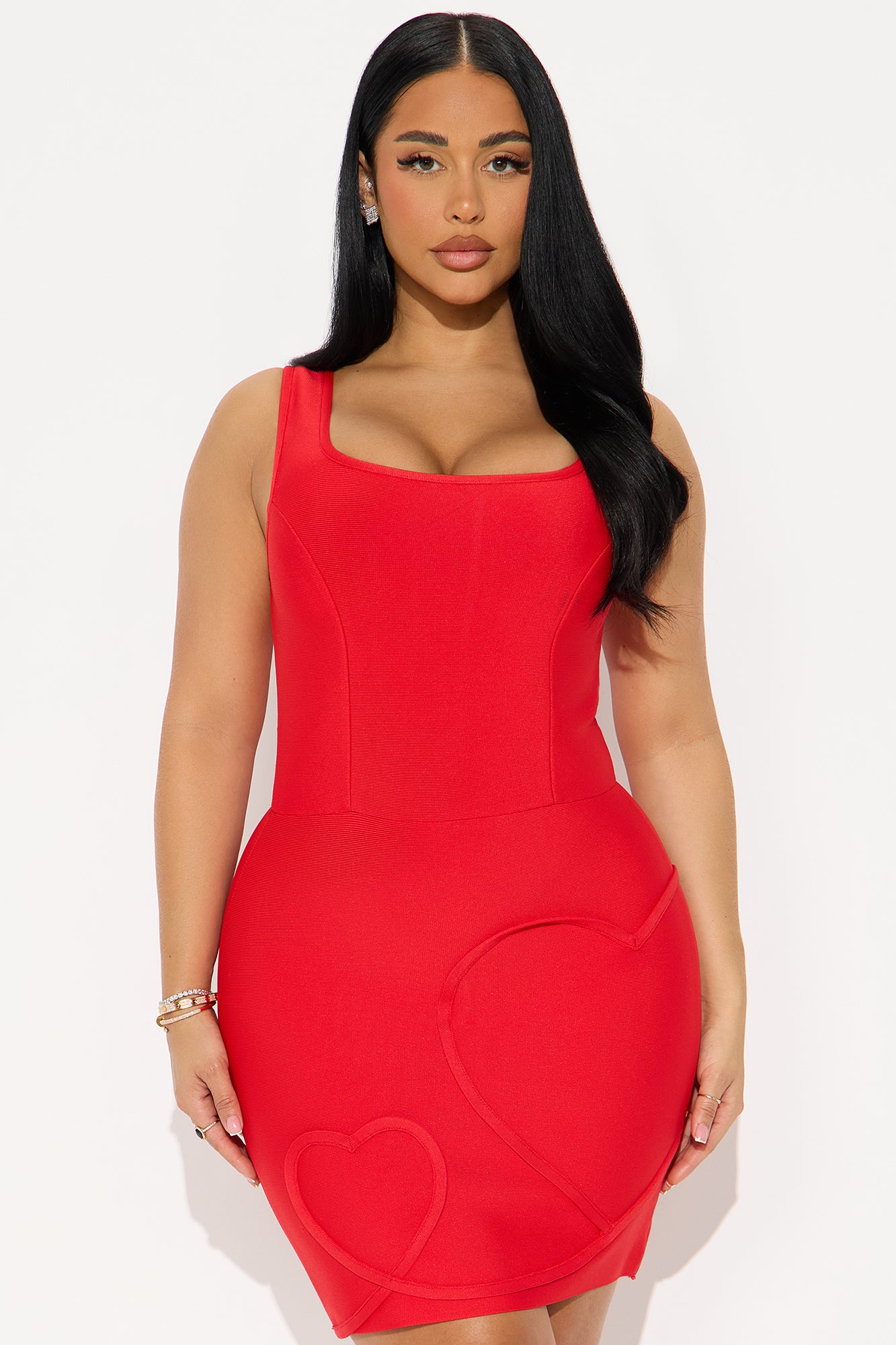 Hearts Up Bandage Mini Dress - Red