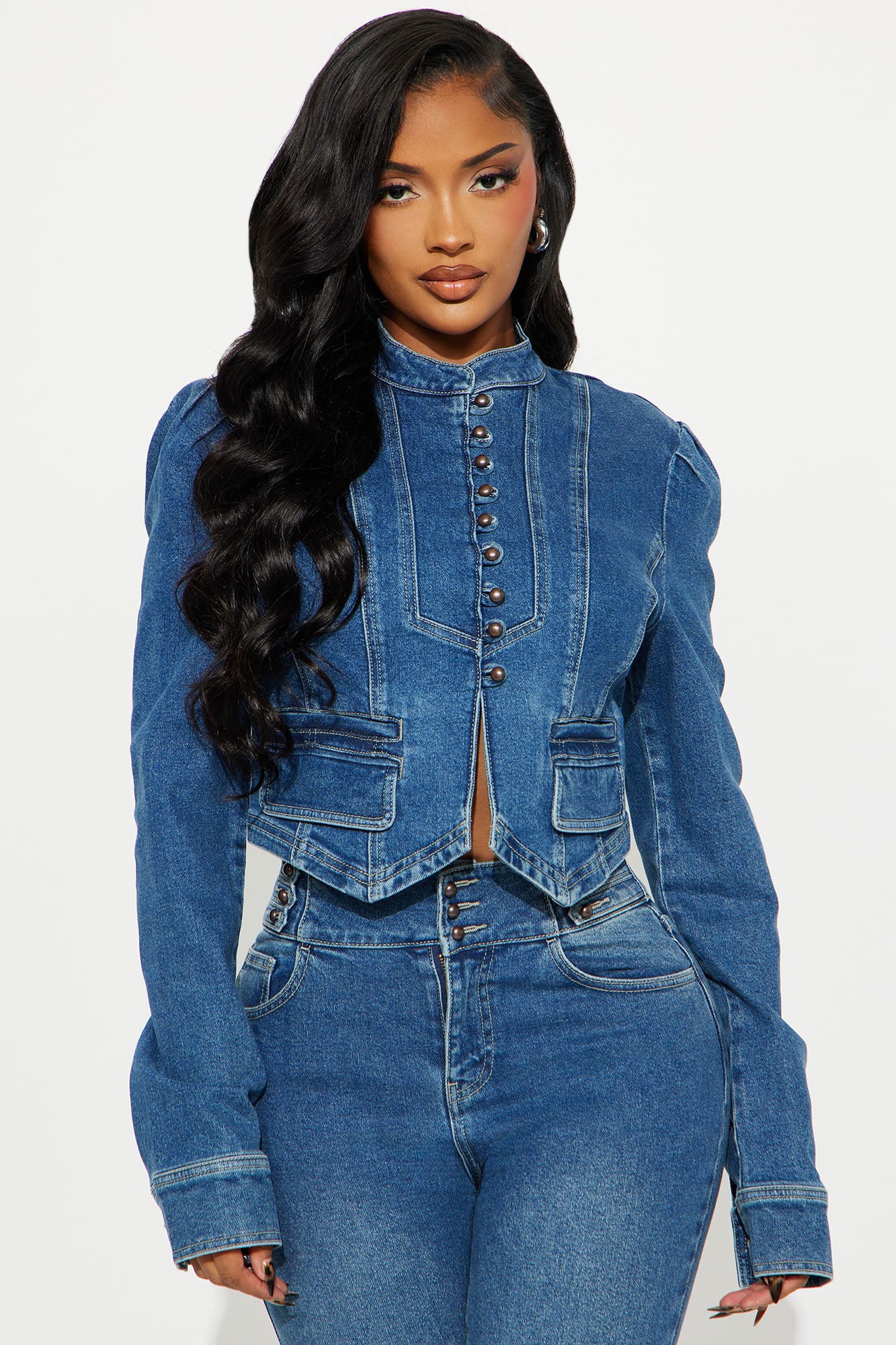 Jocelyn Denim Pant Set - Medium Wash