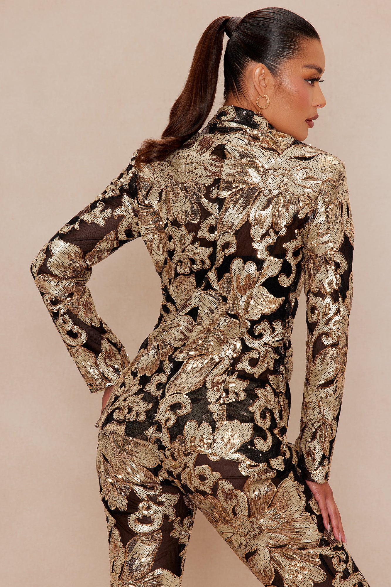Miranda Sequin Blazer - Black/Gold