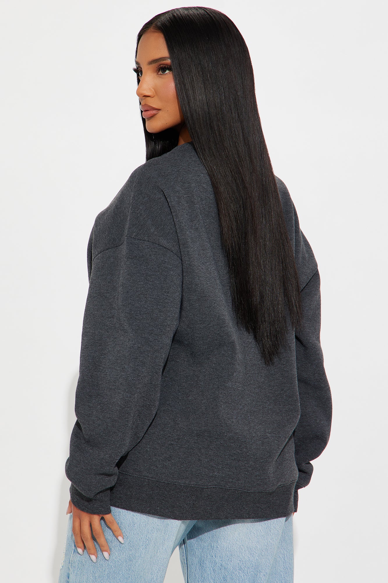 Candice Oversized Crewneck Sweatshirt - Charcoal