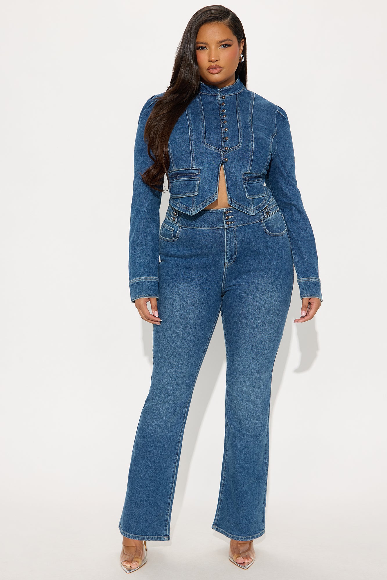 Jocelyn Denim Pant Set - Medium Wash