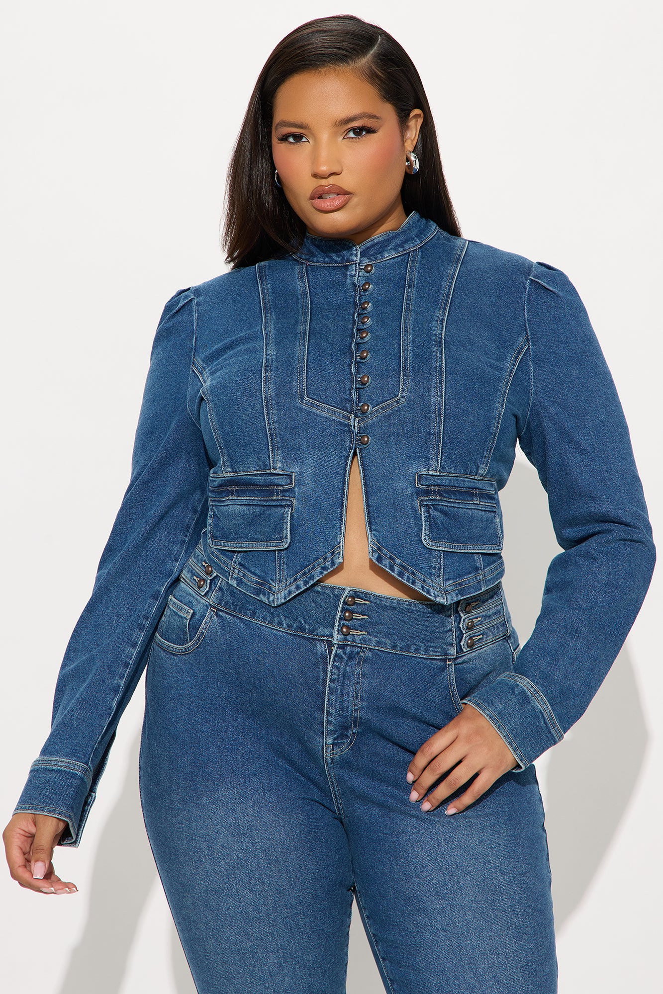 Jocelyn Denim Pant Set - Medium Wash