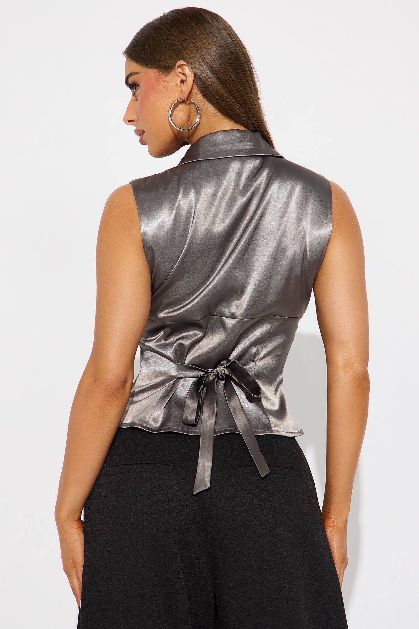 Expensive Taste Satin Corset Top - Grey