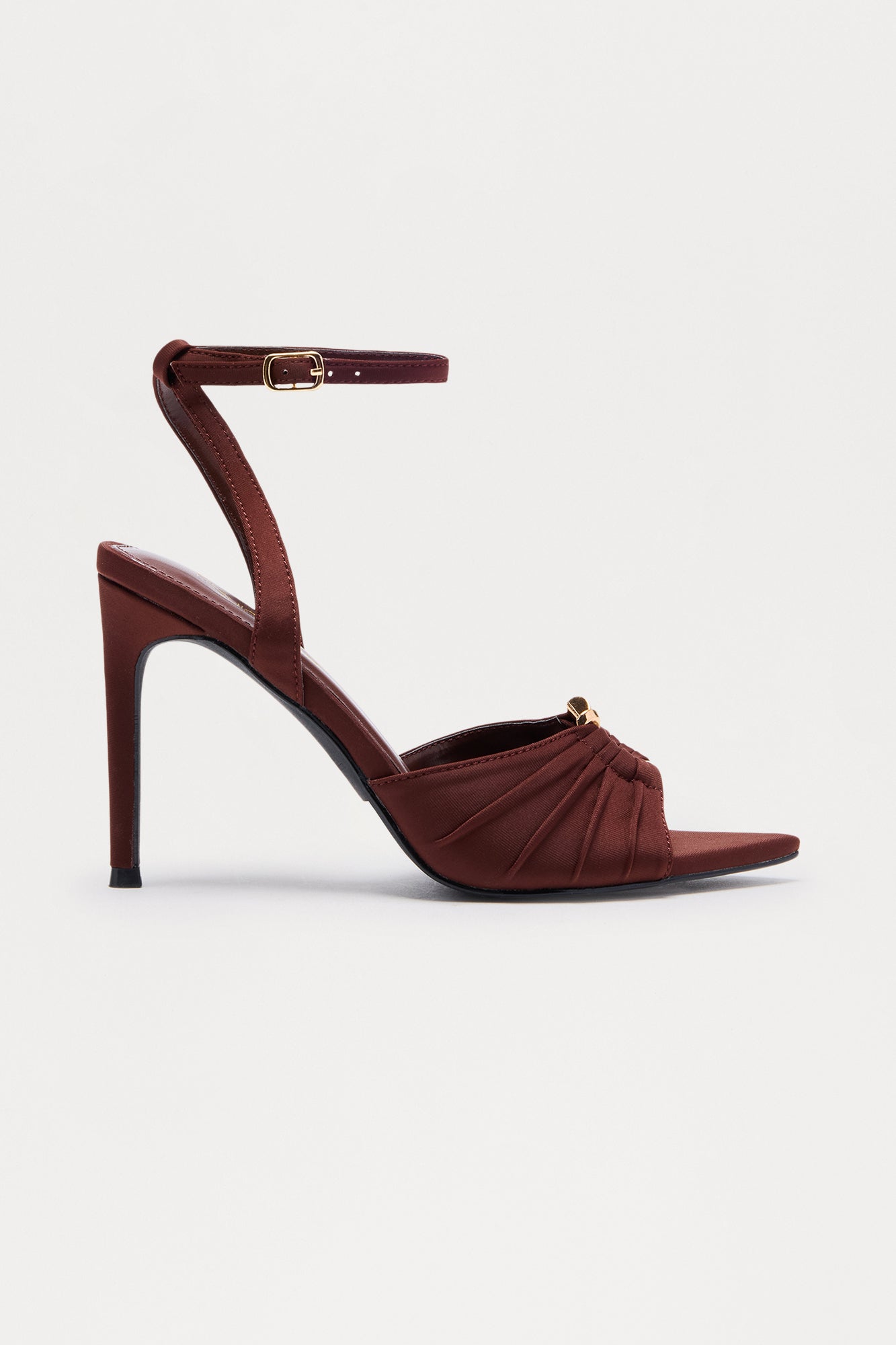 Jasmira Hardware Ankle Strap Heels - Brown