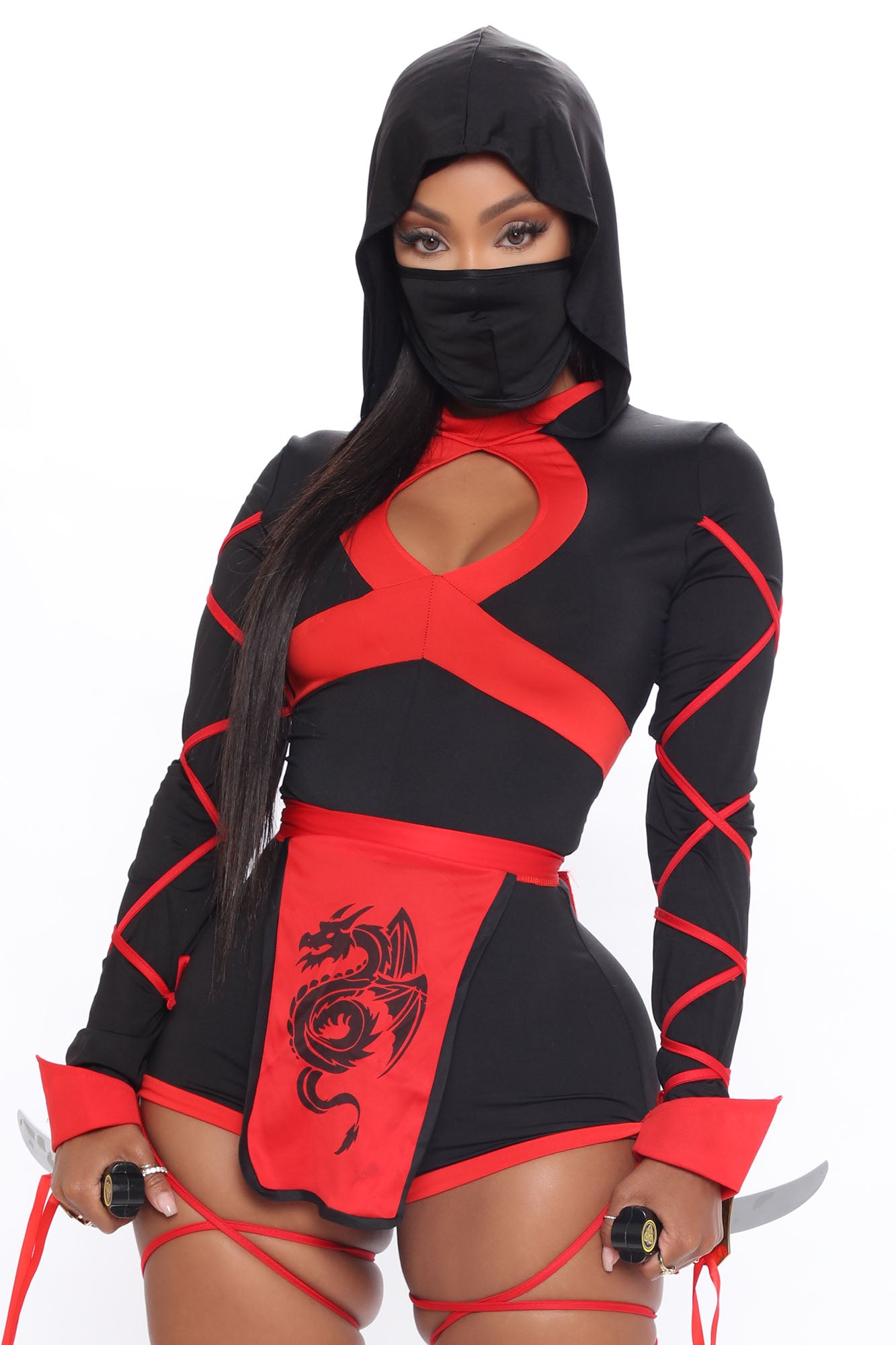 Dragon Ninja 3 Piece Costume Set - Black/Red
