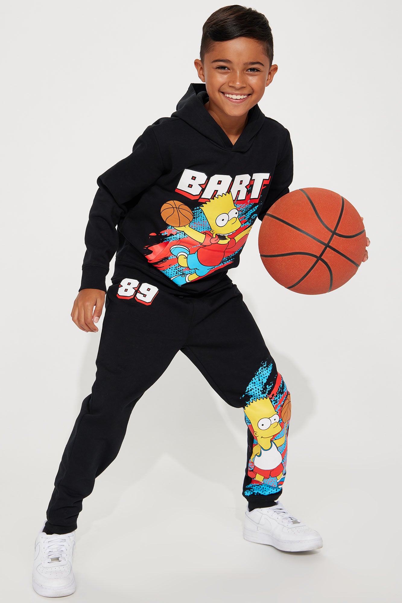 Mini Bart Basketball Fleece Jogger Set - Black