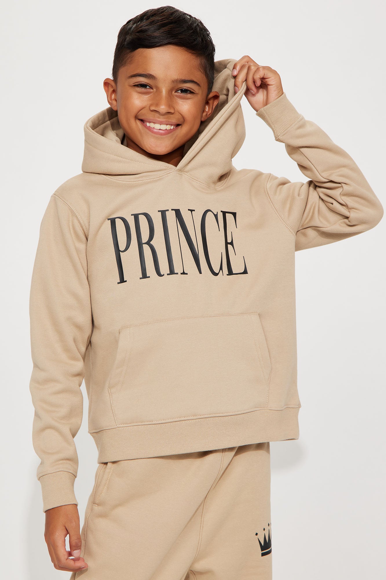 Family Goals Mini Prince Hoodie - Taupe