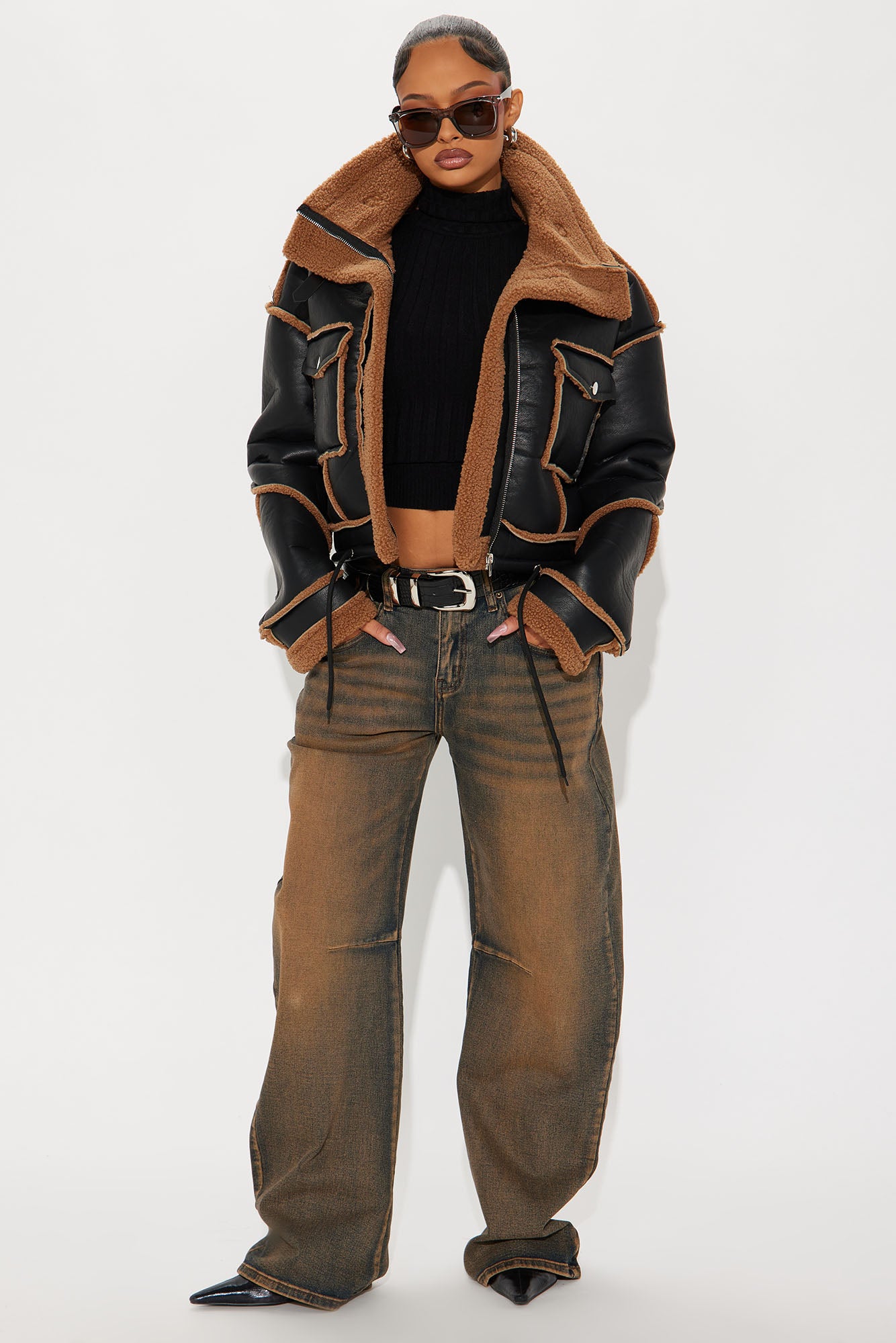 Out and About Shearling Jacket - Black