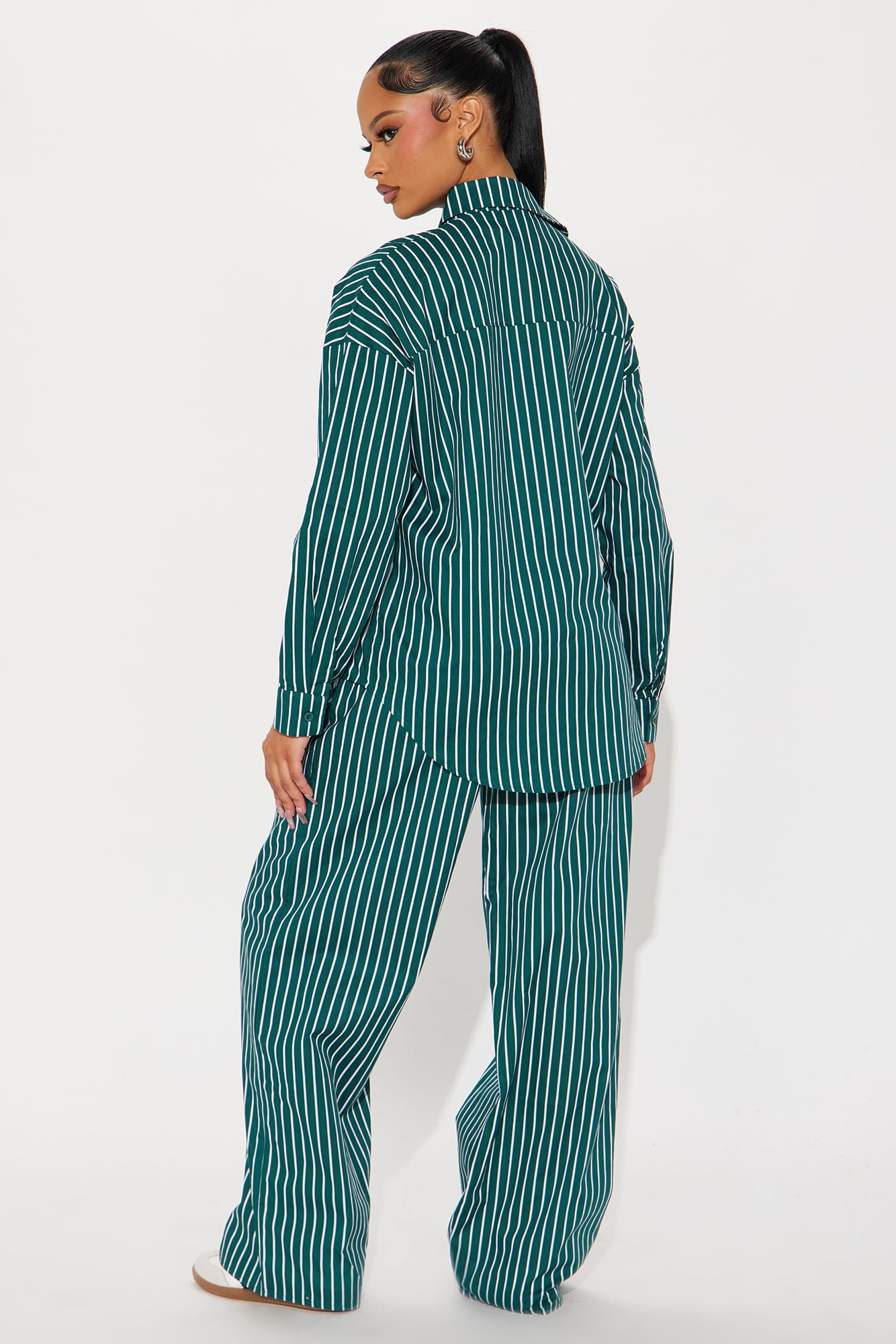 Sara Striped Wide Leg Pant Set - Green
