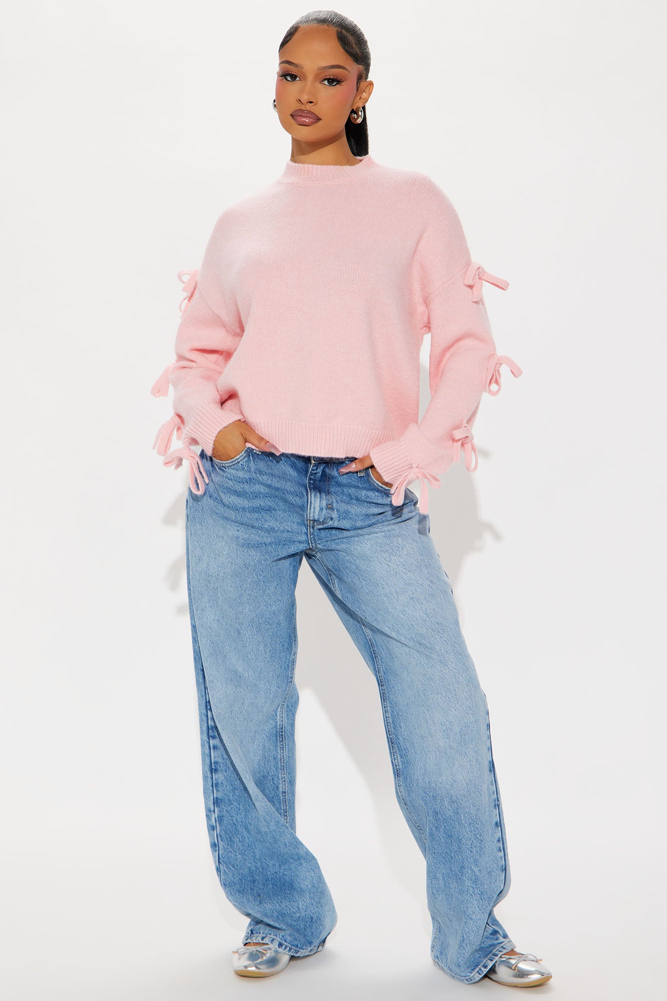 Pretty In Pink Bow Sweater - Pink