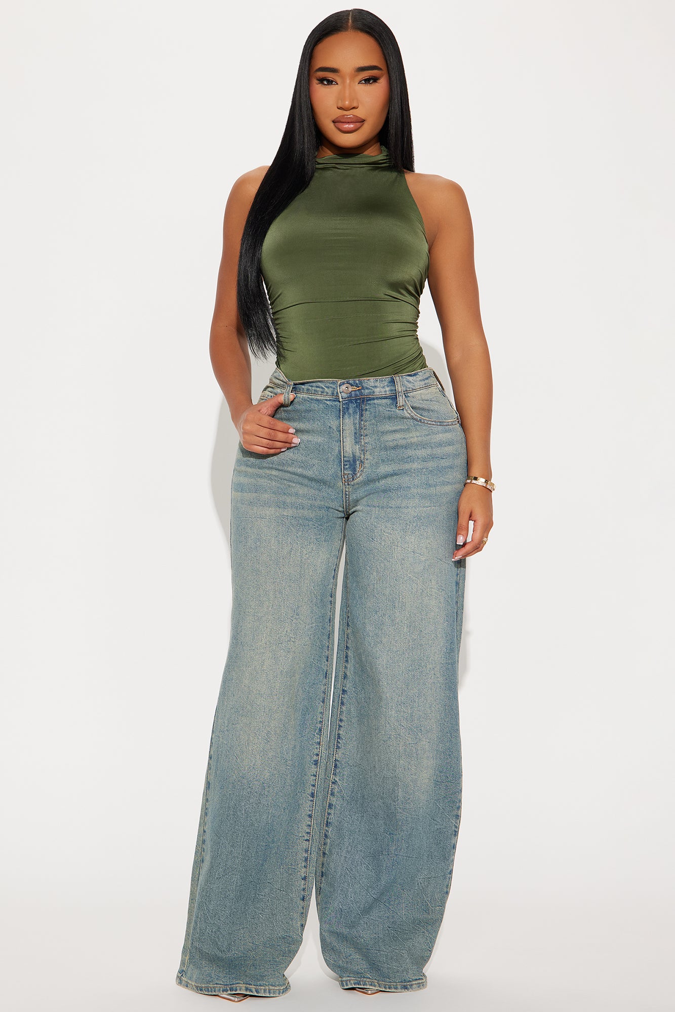 Eliana High Neck Top - Olive