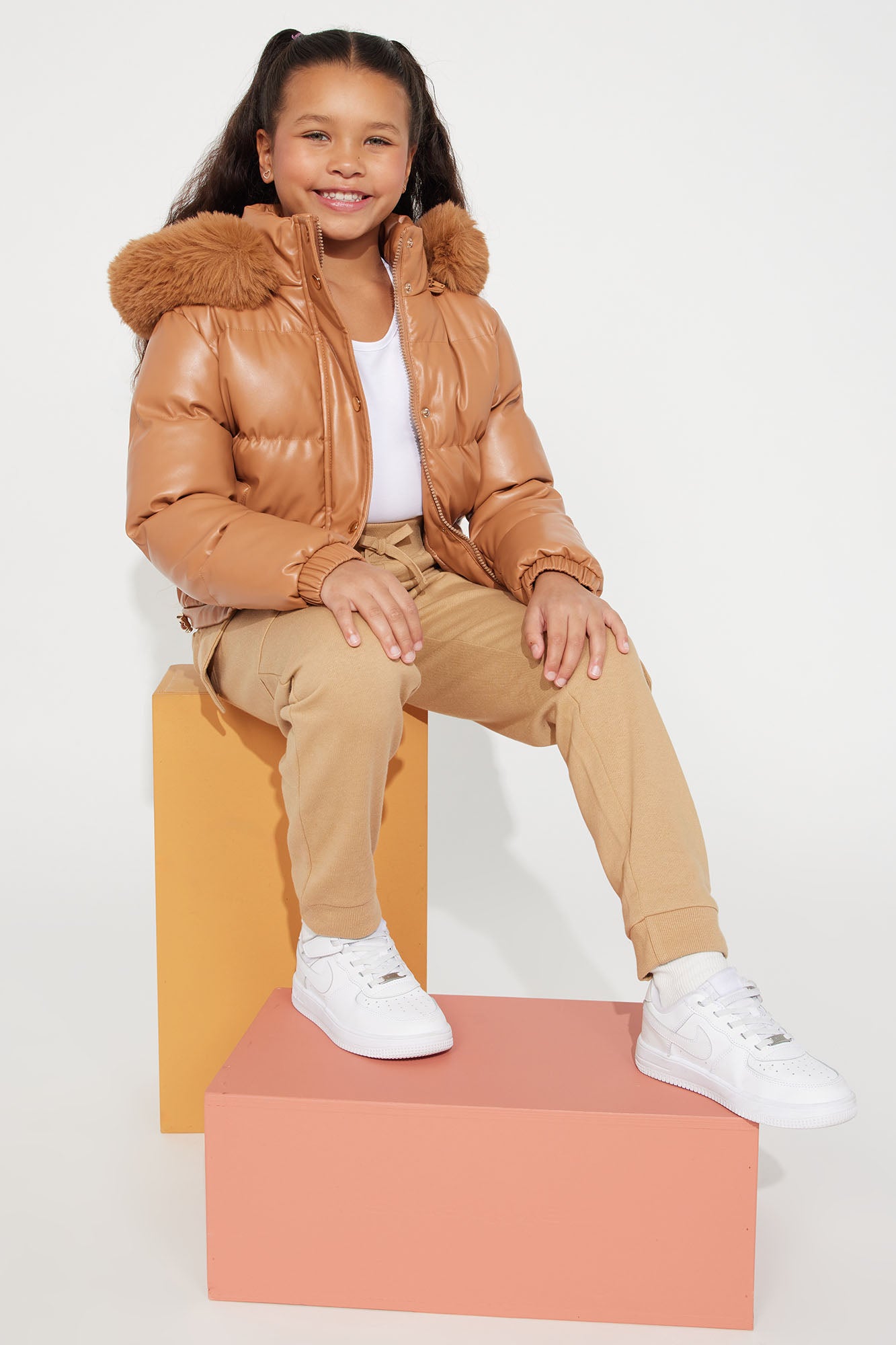 Mini Miss Grab And Go Puffer Jacket - Camel