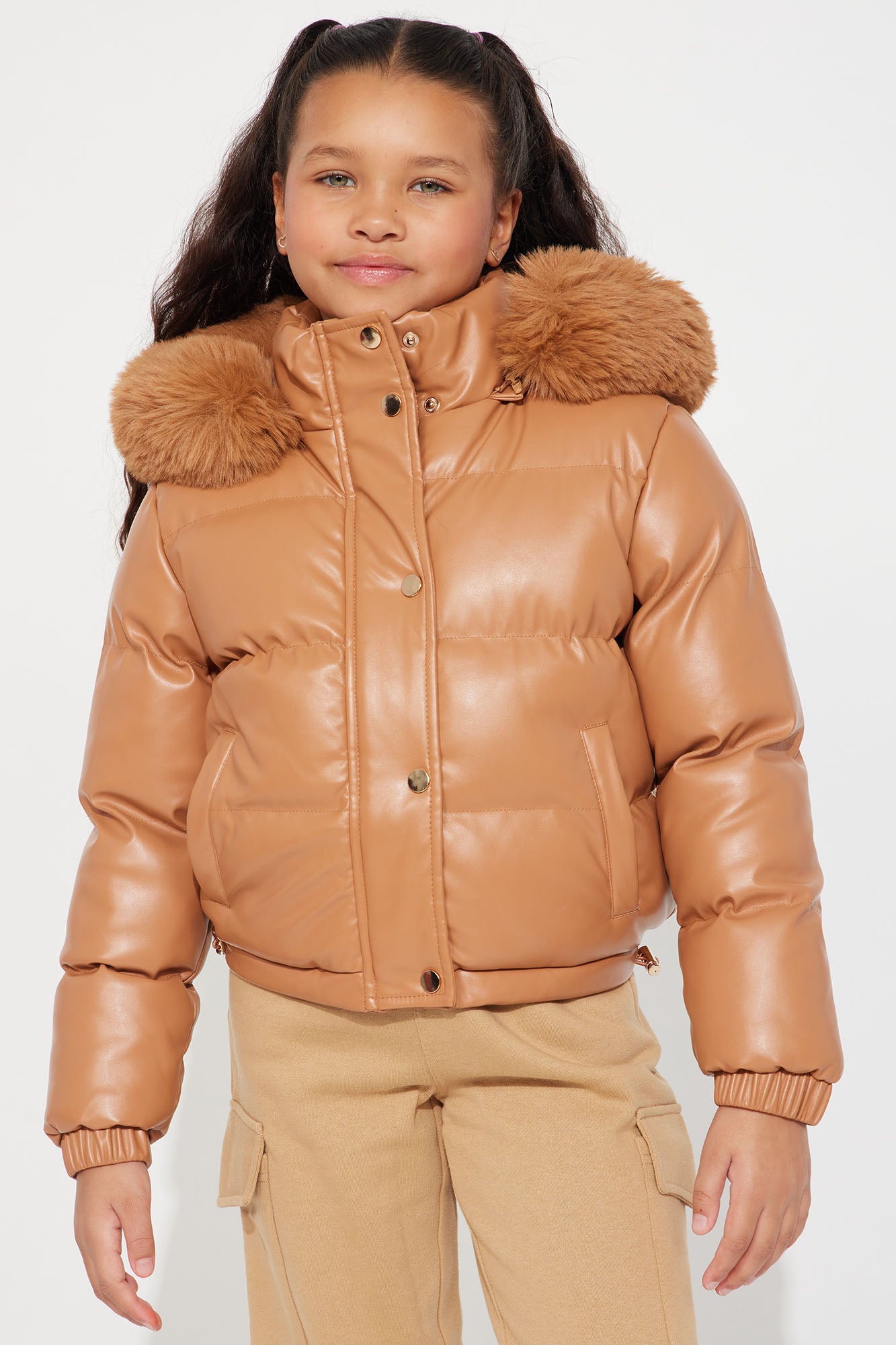 Mini Miss Grab And Go Puffer Jacket - Camel