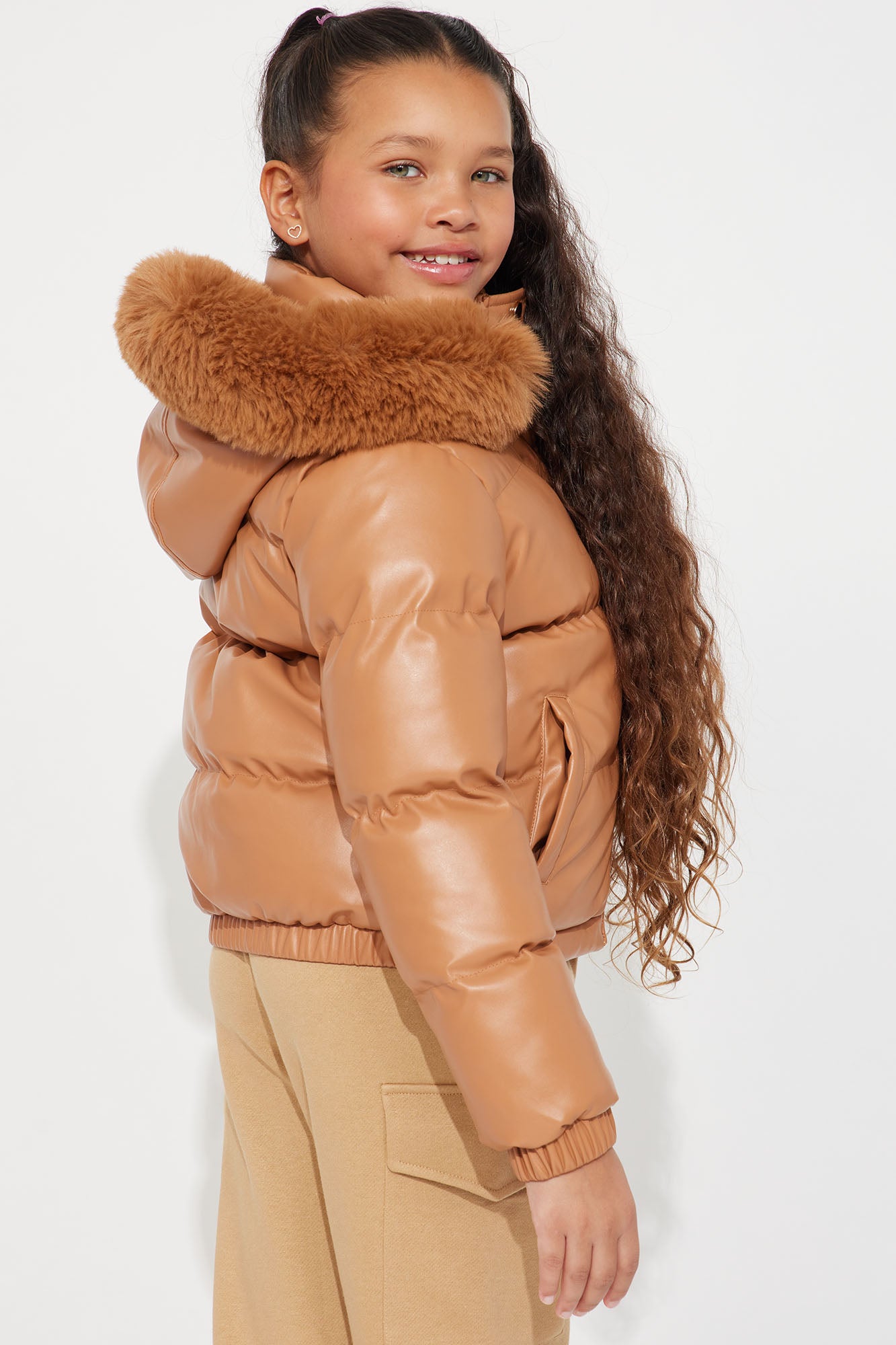 Mini Miss Grab And Go Puffer Jacket - Camel