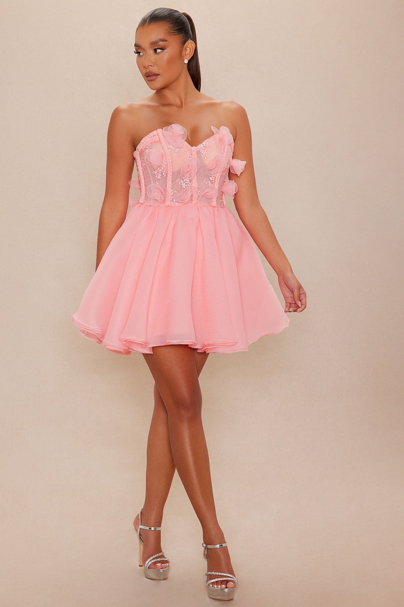 Roselyn Tulle Mini Dress - Pink