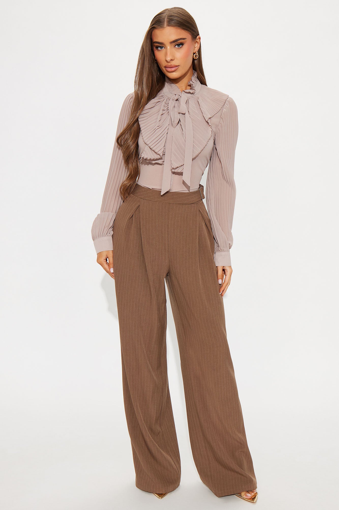 Dolce Vita Ruffle Chiffon Shirt - Beige