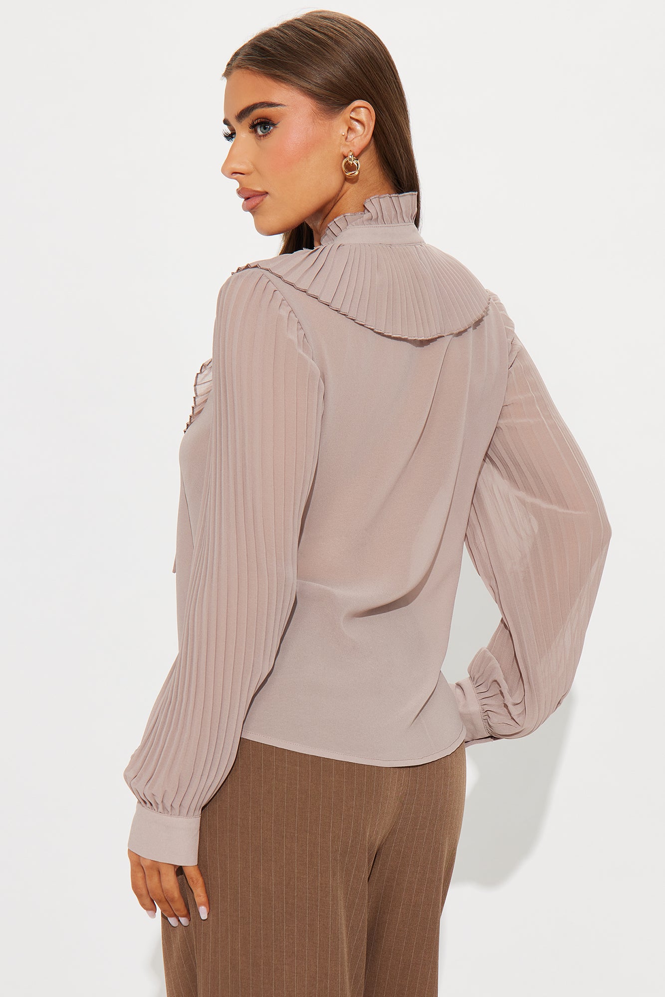 Dolce Vita Ruffle Chiffon Shirt - Beige