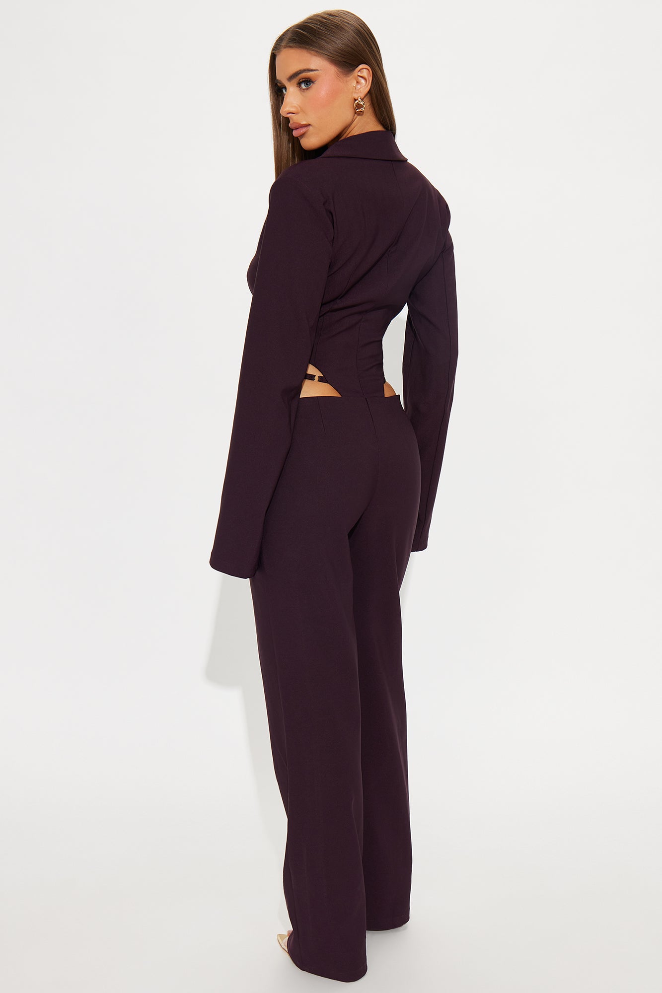 Perla Long Sleeve Jumpsuit - Eggplant