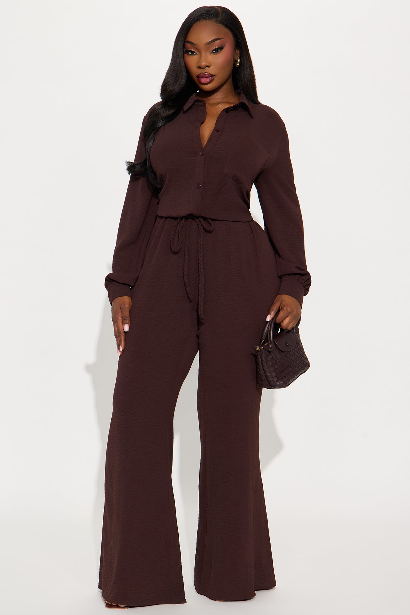 Myra Belted Jumpsuit - Chocolate