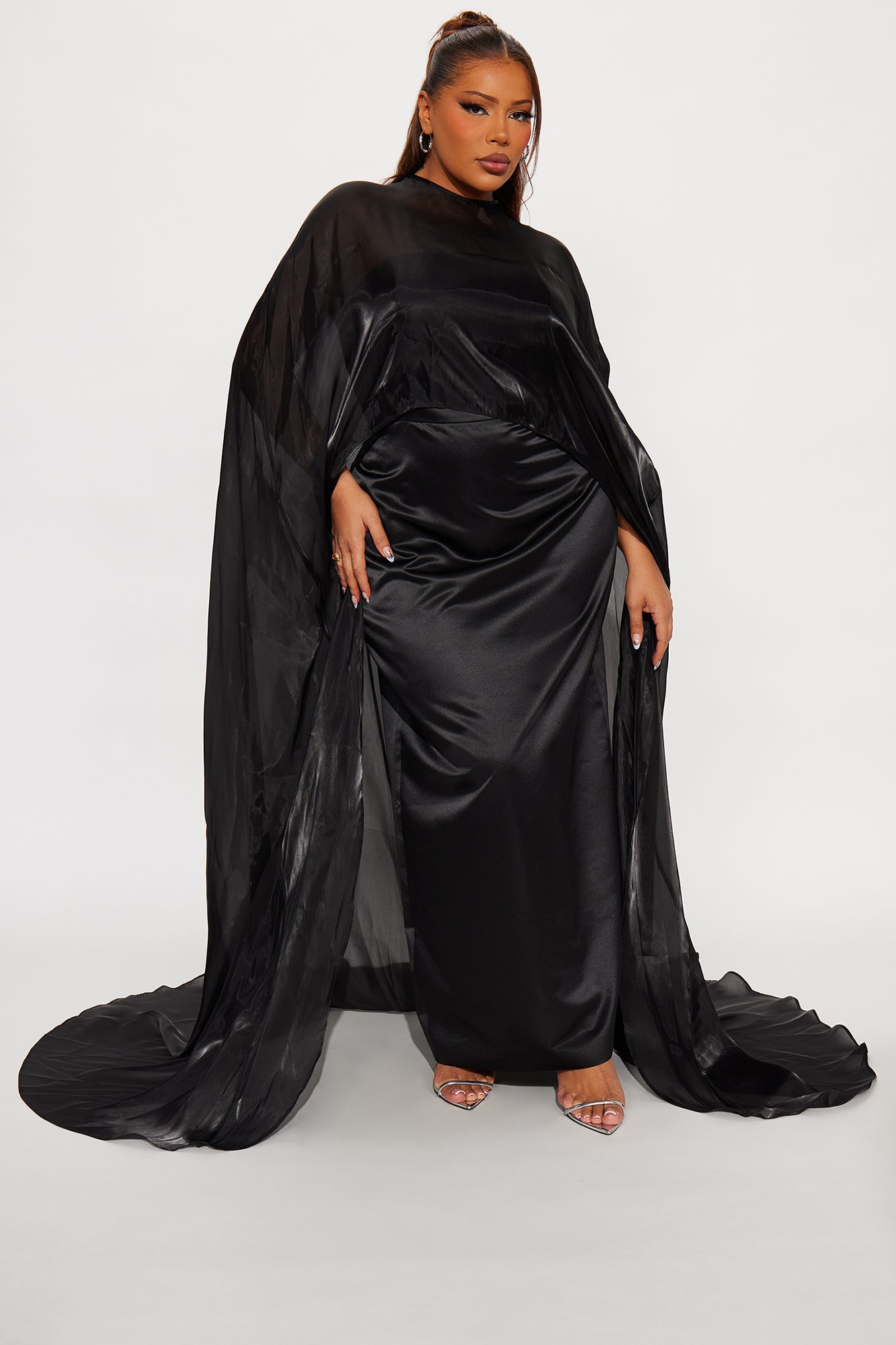 Effortlessly Elevated Satin Gown - Black