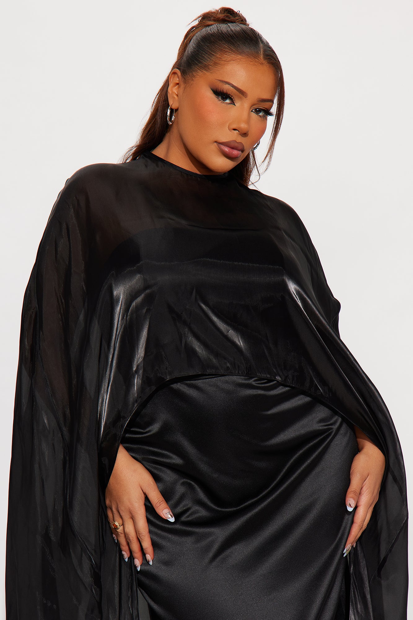 Effortlessly Elevated Satin Gown - Black