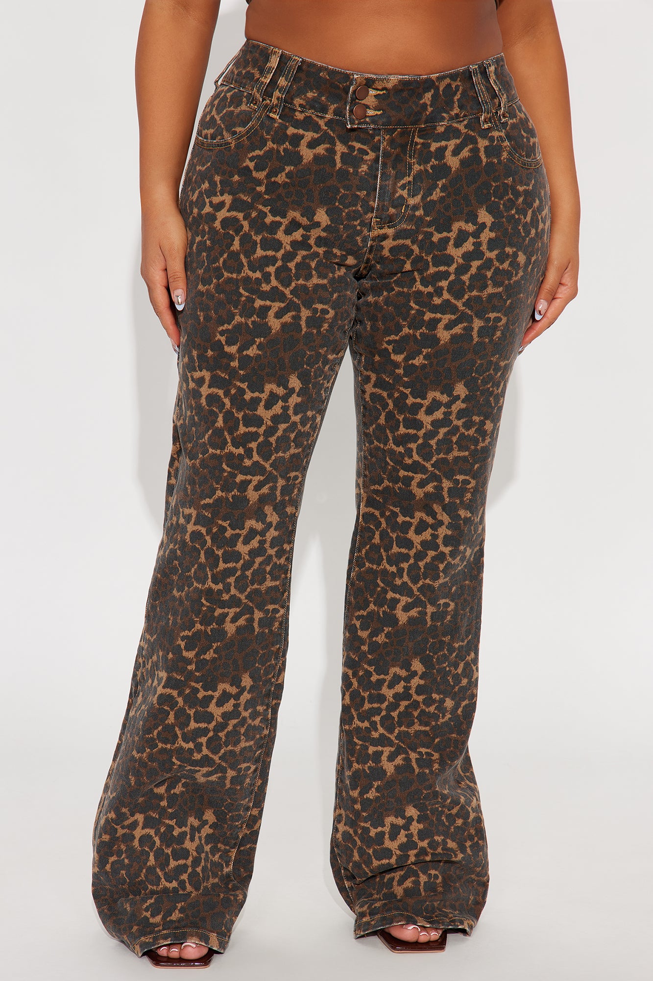 Tall Wild One Leopard Print Flare Jeans - Brown/combo