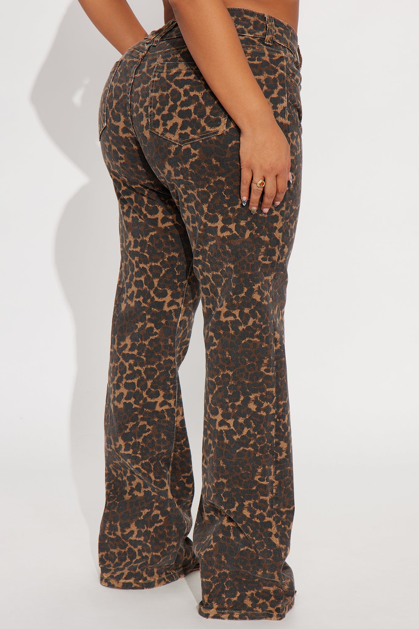 Tall Wild One Leopard Print Flare Jeans - Brown/combo