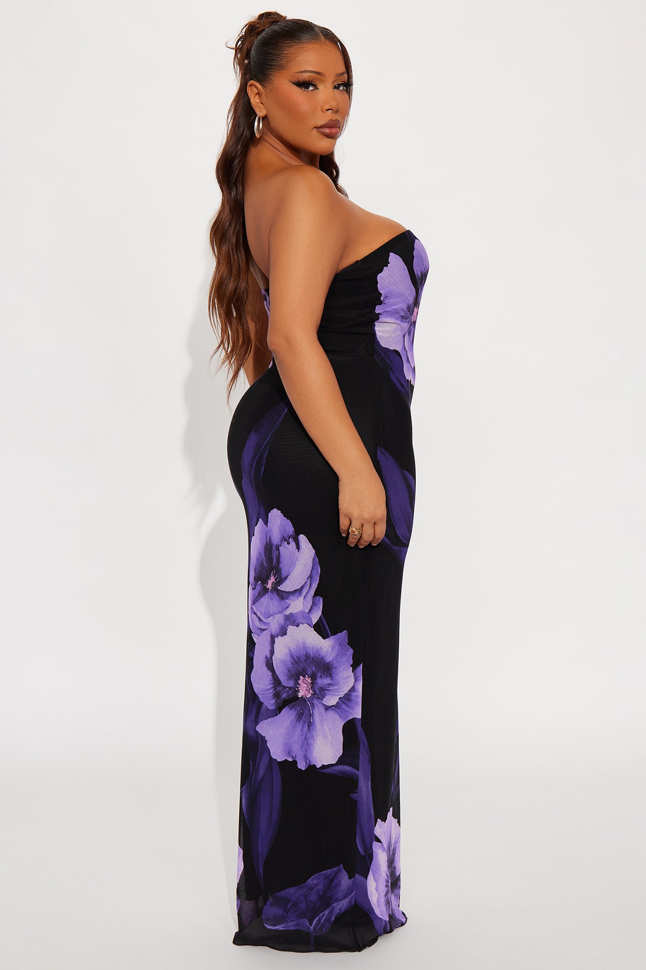 Anabelle Mesh Maxi Dress - Purple/combo