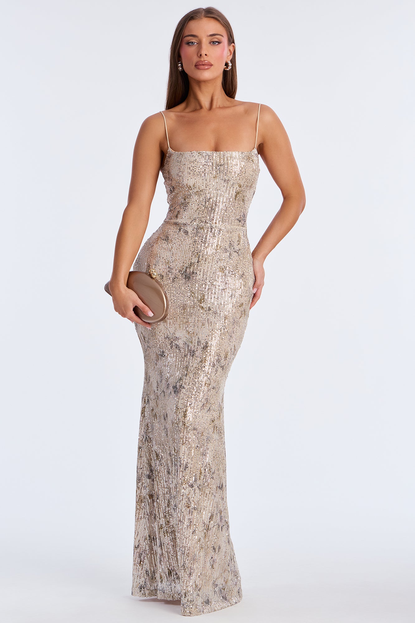 Sugar And Shine Sequin Gown - Gold/combo