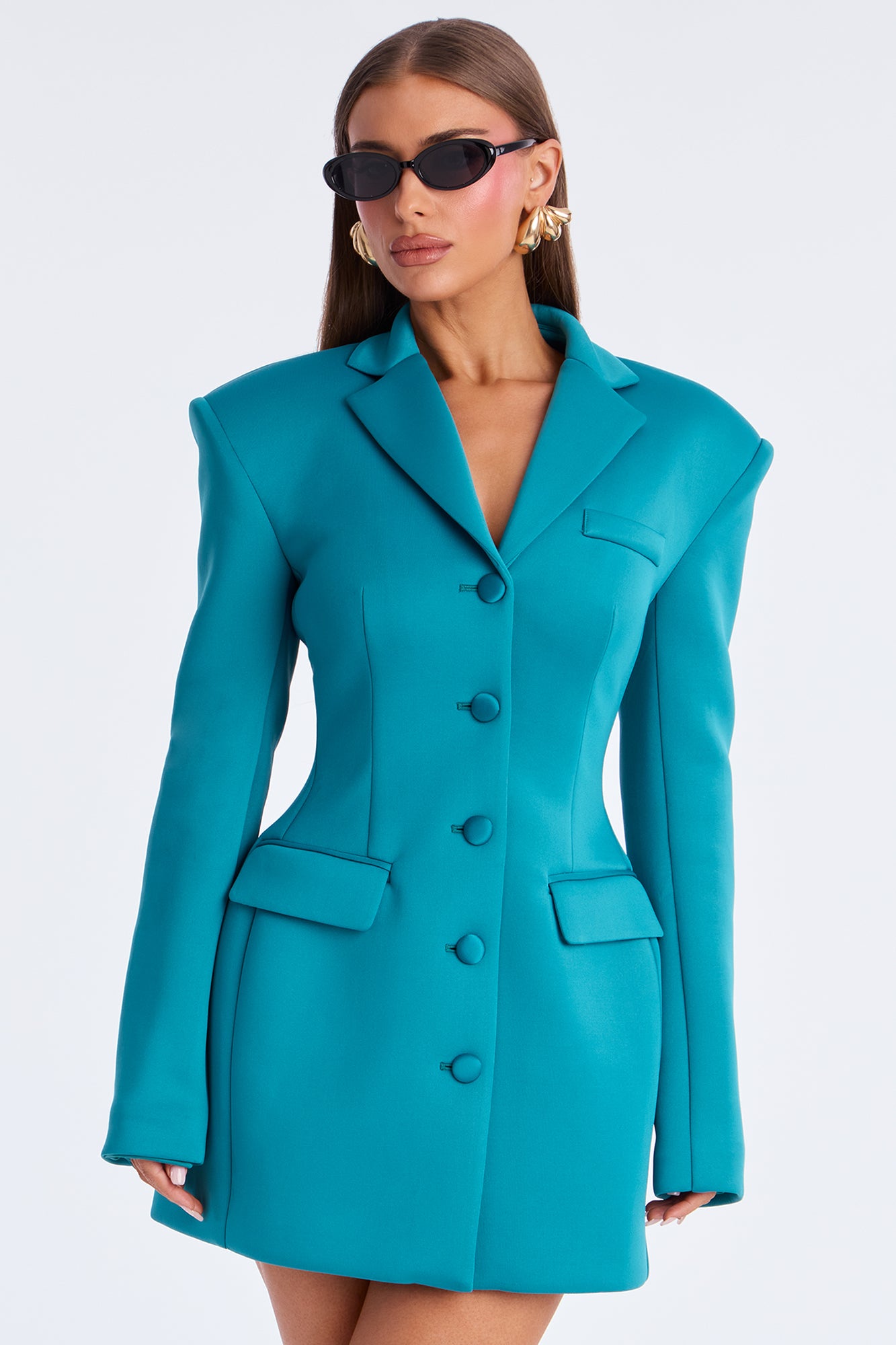 Arbitration Babe Blazer Mini Dress - Teal