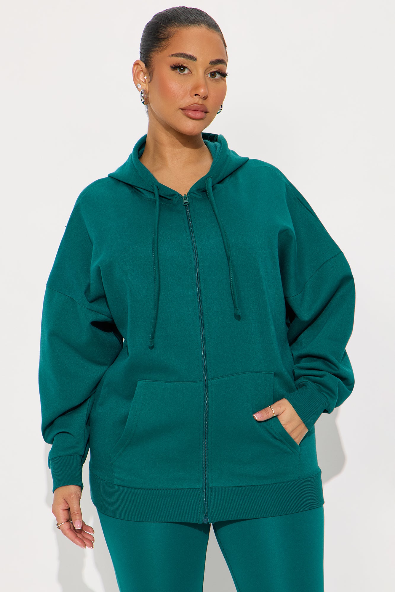 Beckham Zip Up Fleece Pant Set - Hunter