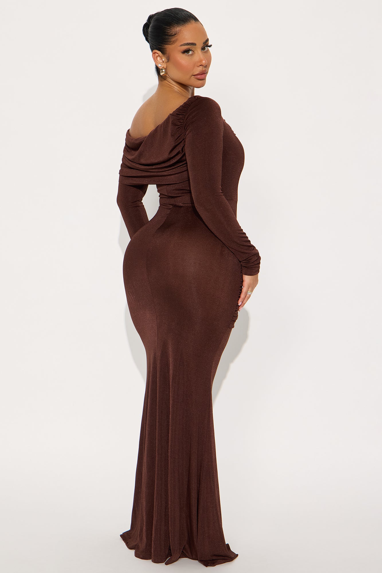 Talk Much Draped Maxi Dress - Brown